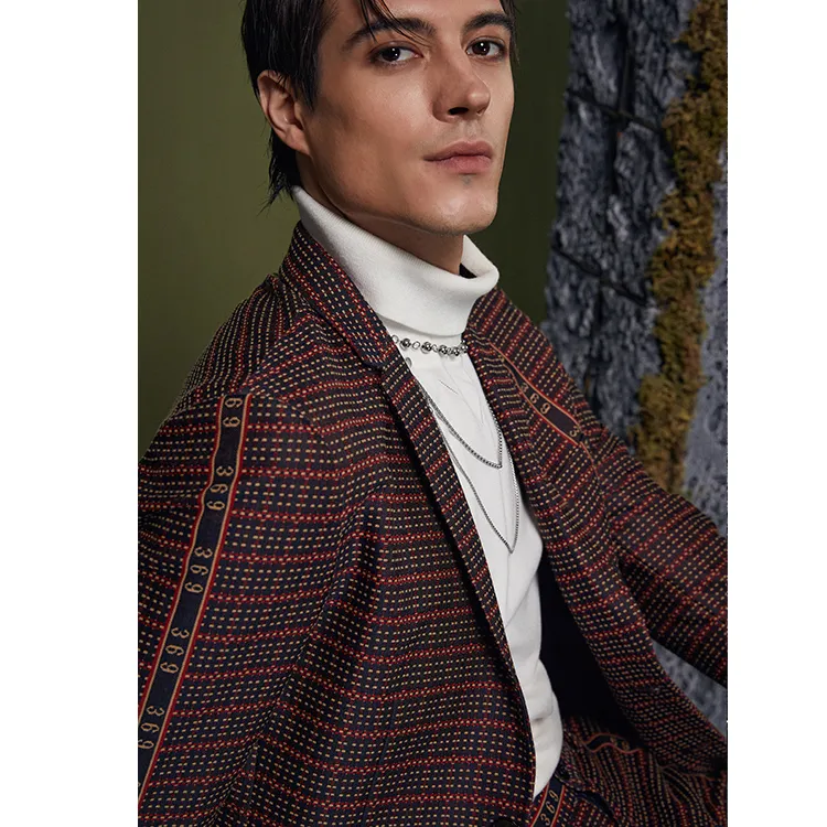 DAVID NAMAN Business Suits Men Burgundy-4