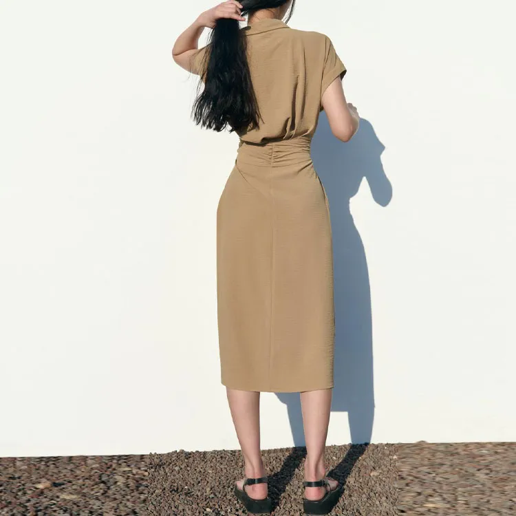 ZARA Short-Sleeved Dresses Women's Beige-4