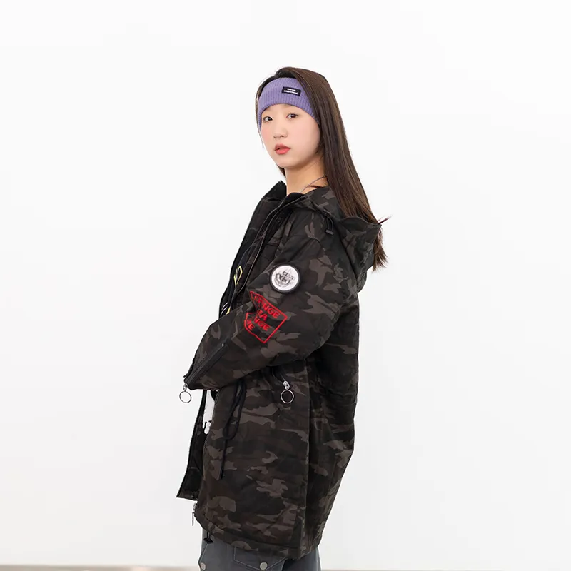 Clubxxhh Camouflage Hooded Loose Fit Thickened Mid-Length Puffer Jacket Unisex Camouflage-4