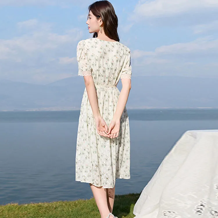 XIANGYING Short Sleeved Dresses Women's Fruit Green-2