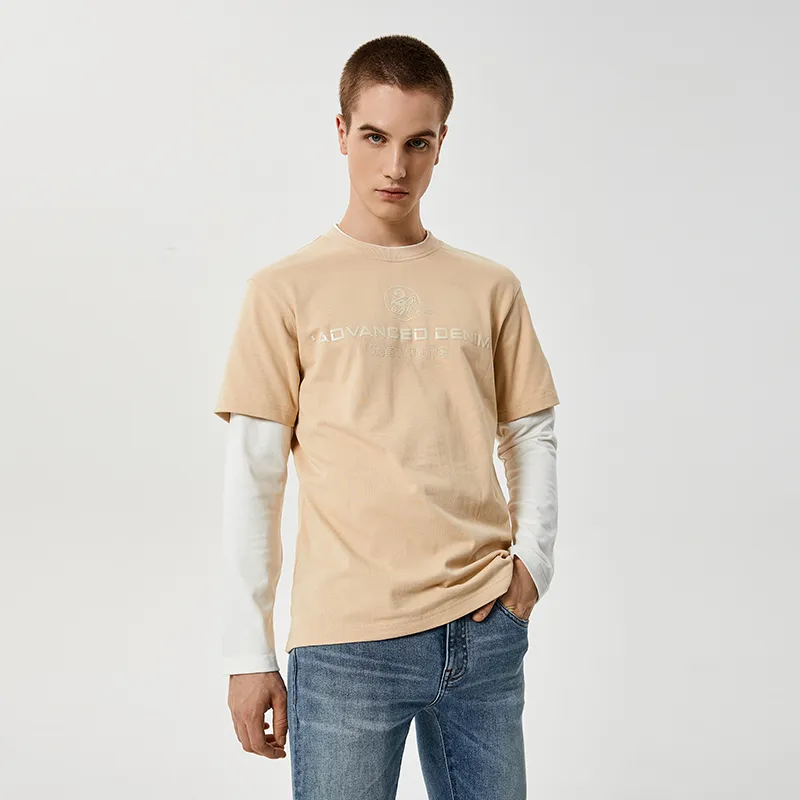 23R+ Straight Long Sleeved T Shirt Men's Apricot-2