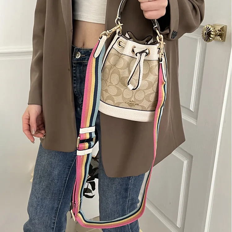 Luxury Care Artisan Workshop Canvas Bucket Bag Straps Women's Multicolor-4