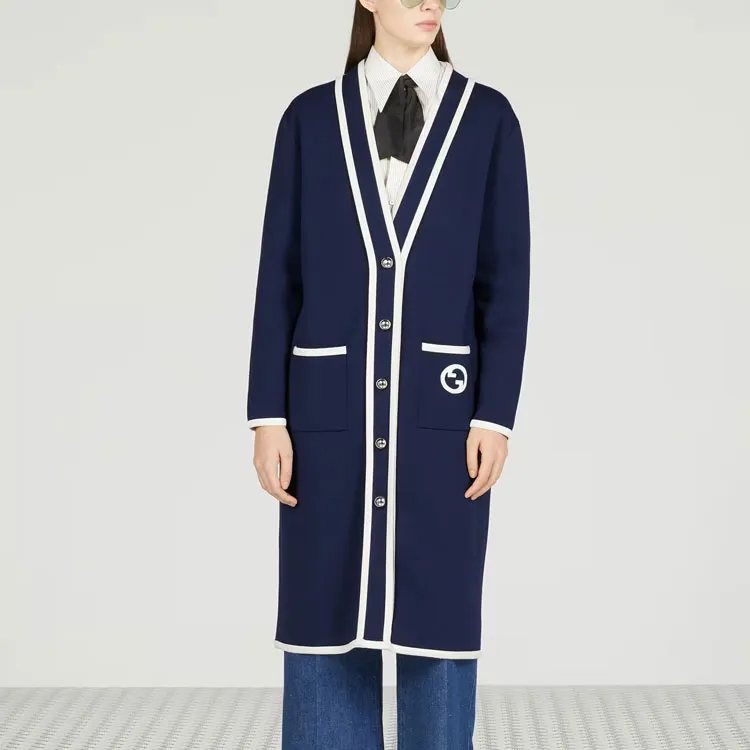 GUCCI Gg Logo Embroidered V-Neck Cardigan Dress-1