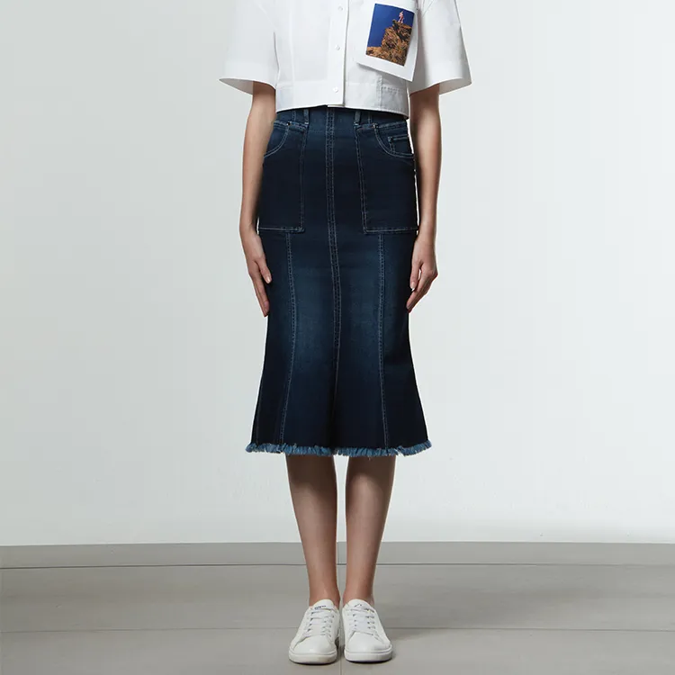 CM Denim Short Skirts Women's Navy Blue-2