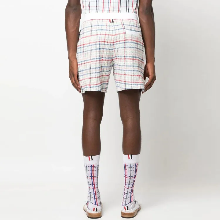 THOM BROWNE Gingham Check Drawstring Tweed Shorts-2