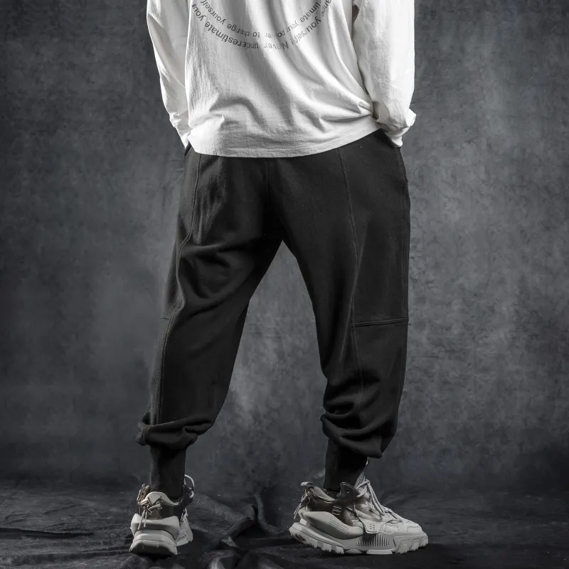 LUJIAMEN Jogger Thickened Sports Pants Men's Black-4