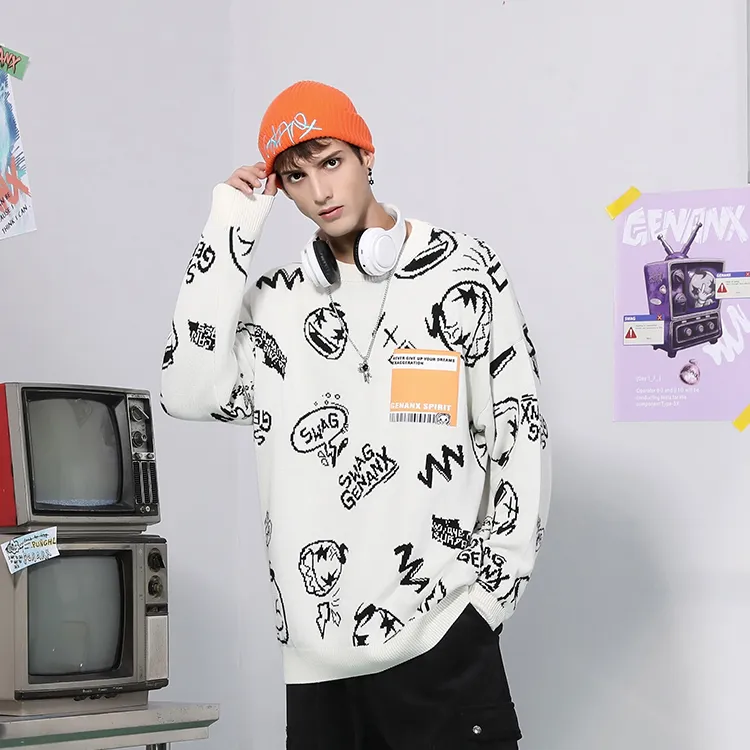 GENANX Sweaters Unisex White-2