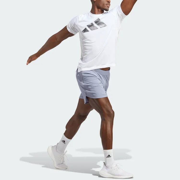 Adidas Hiit Sports Shorts Men Silver Gray Violet-3