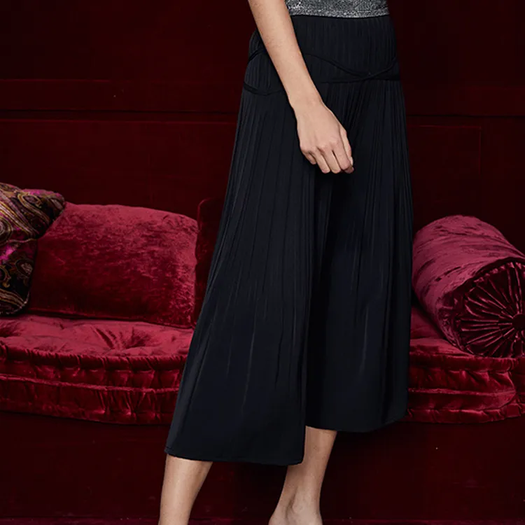TCH Casual Long Skirts Women's Black With Silver Logo-2