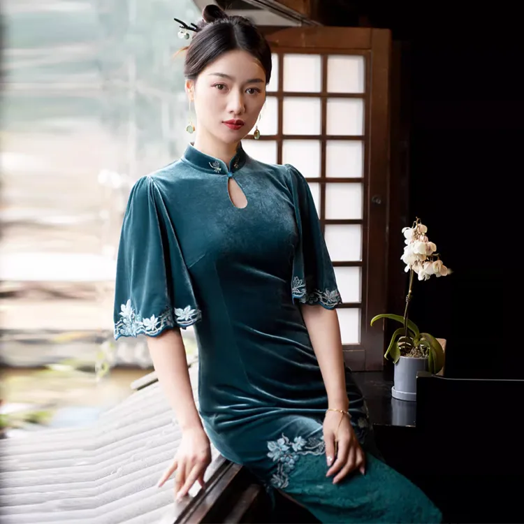 Shimiko Cheongsams Women's Halfway Through The Spring Blossom-2
