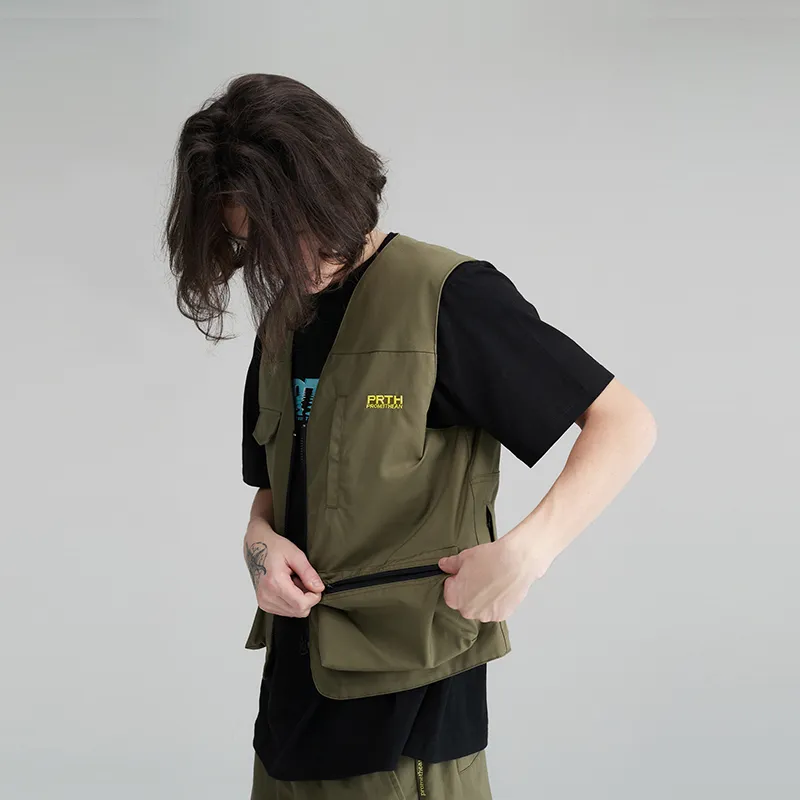 Prth Promethean Loose Fit Vest Unisex Olive Green-6