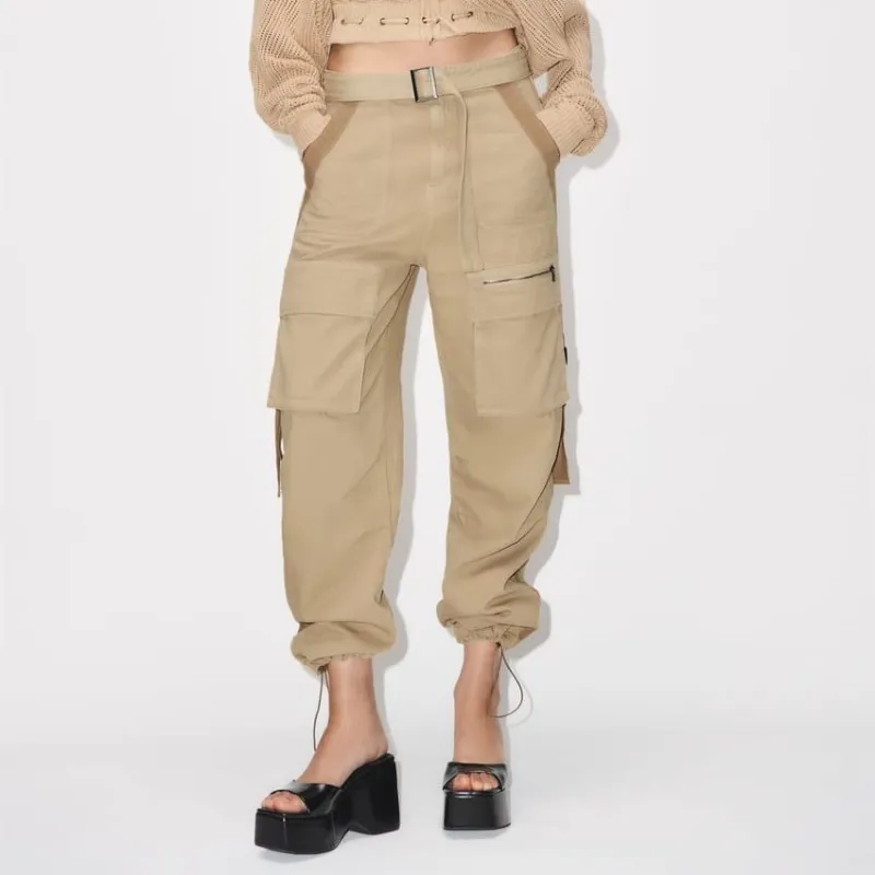 ZARA Cargo Pants Women's Beige-2