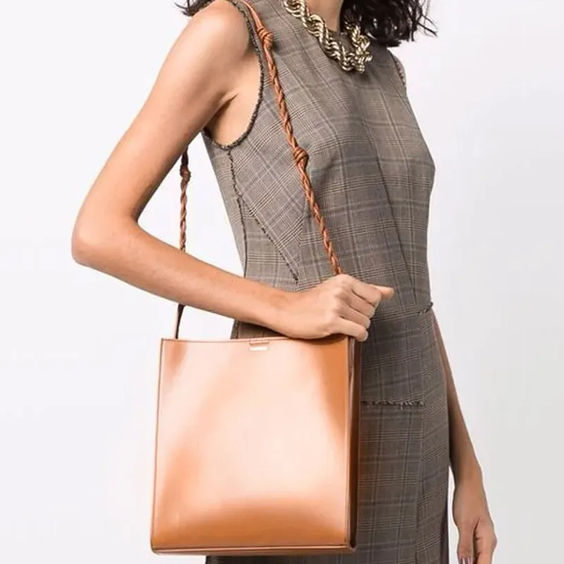 JIL SANDER Calfskin Crossbody Bag, Shoulder Bag Medium Size Women's Brown-2