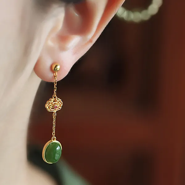 xiaoyinjiang Hetian Jade Earrings Women's-3