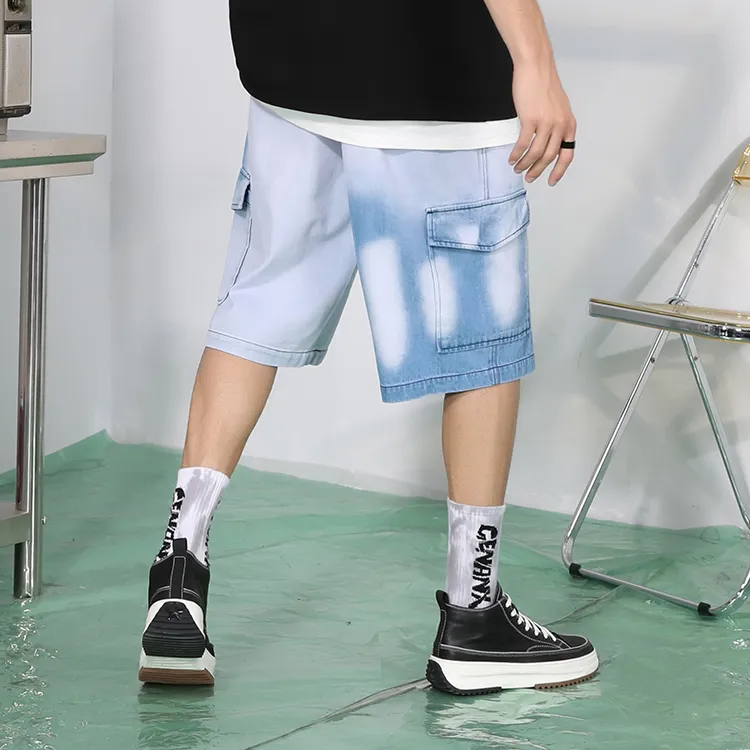 GENANX Loose Fit Shorts Unisex Denim Blue-3