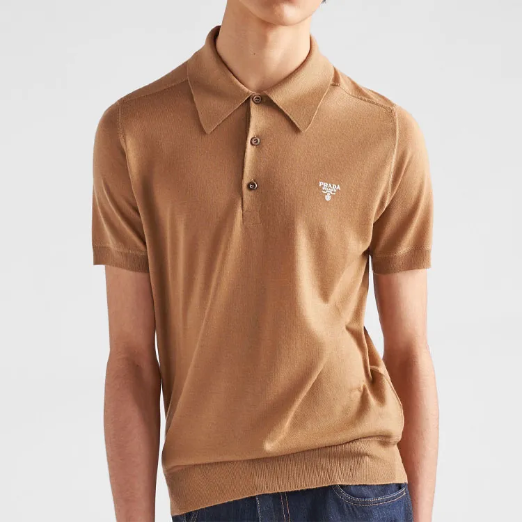PRADA Polo Shirts Men Camel Brown-3