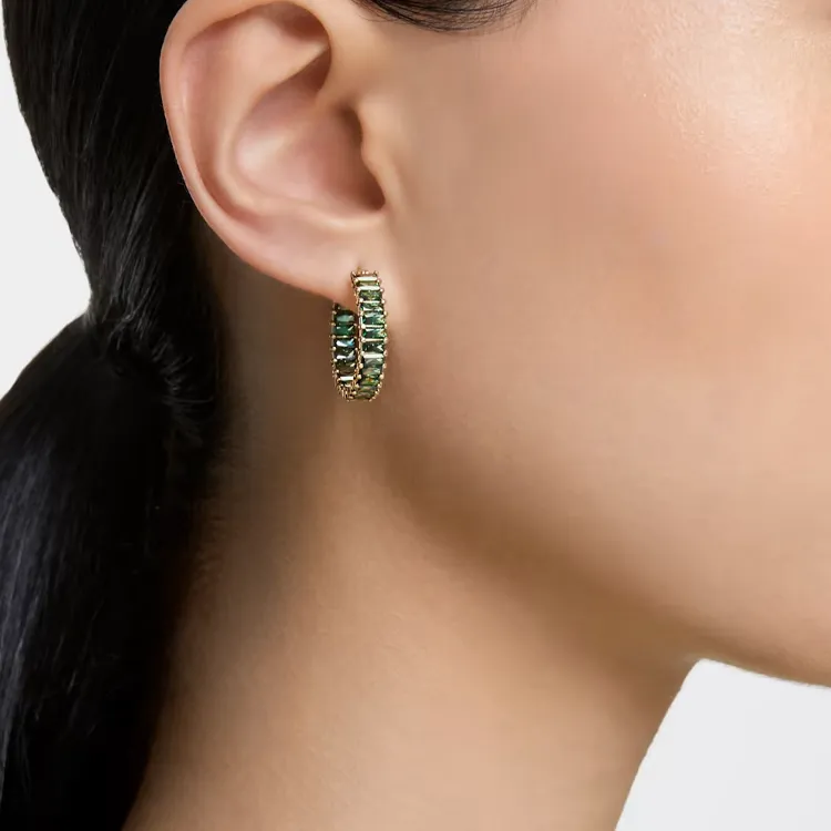 Swarovski Matri Gold Plated Earrings Women's Green-4