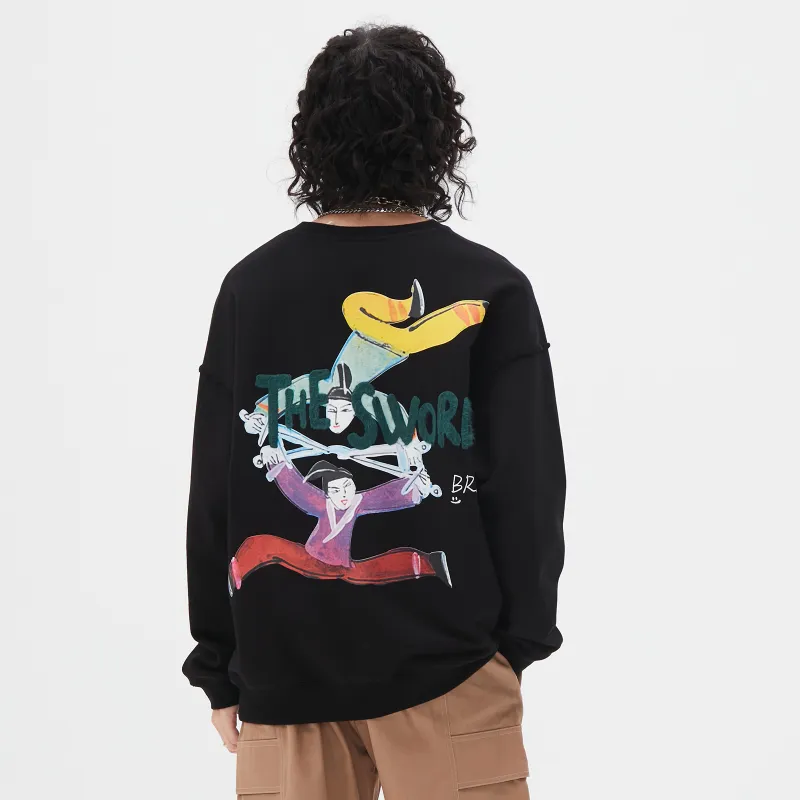 Thankque Crew Neck Loose Fit Sweatshirt Unisex-2