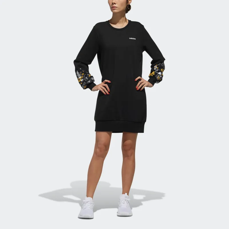 Adidas Neo Long Sleeved Dresses Women's Black-2