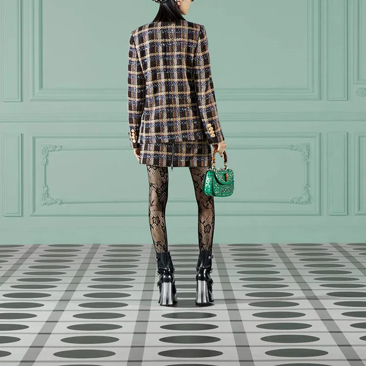 GUCCI Tartan check Tweed Jacket-3