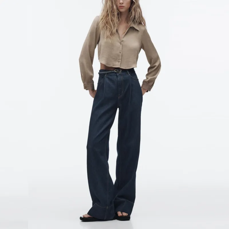 ZARA Crop Tops Women's Sand-2
