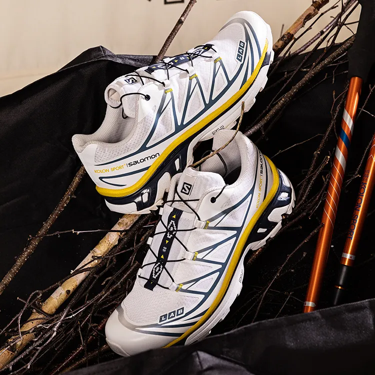 SALOMON x KOLON SPORT Anti Slip Wear Resistant Breathable Lightweight Low Top Running Shoes Unisex Yellow White Black-9