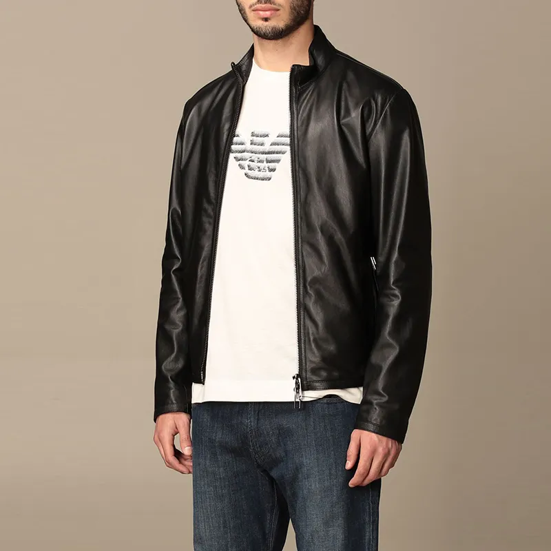 EMPORIO ARMANI Leather Jackets Men Black-4