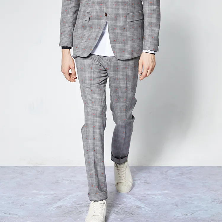 DAVID NAMAN Suit Trousers Men Gray Plaid-3