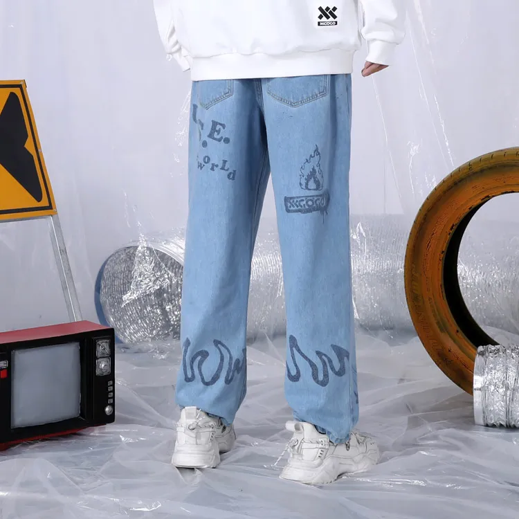 XXGOGO Straight Jeans Unisex Denim Blue-3