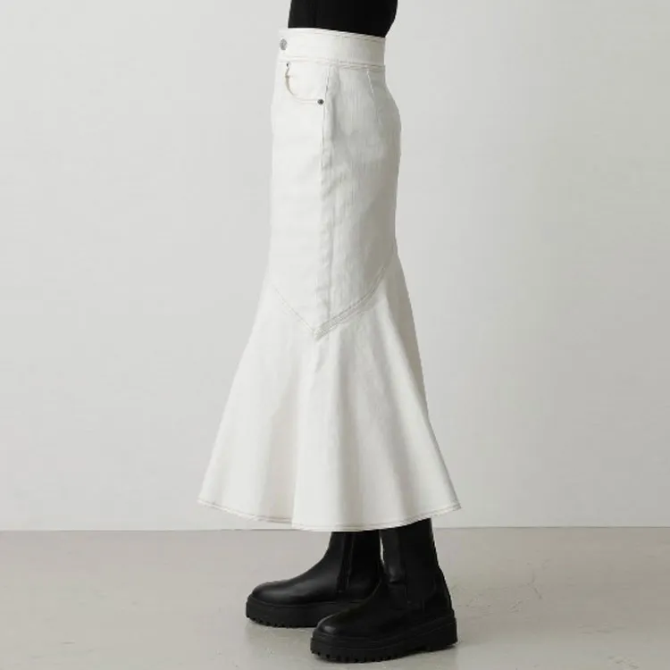 MOUSSY Denim Long Skirts Women's Ecru-3