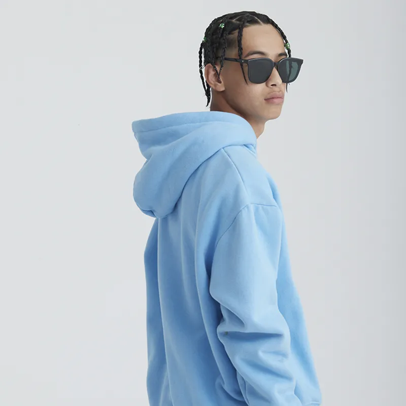 MEDRIA Hooded Loose Fit Sweatshirt Winter Unisex Carolina Blue-3