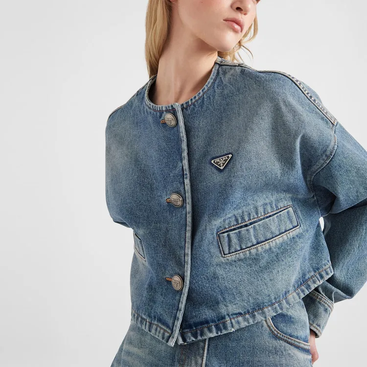 PRADA Triangle logo Denim Blouson Jacket-3