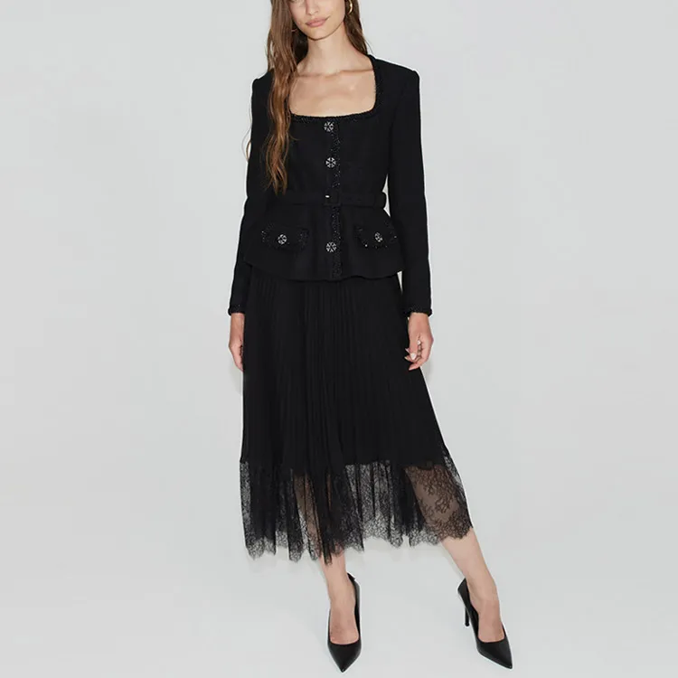 Self portrait SS23 Long Sleeved Dress Women's Black-4