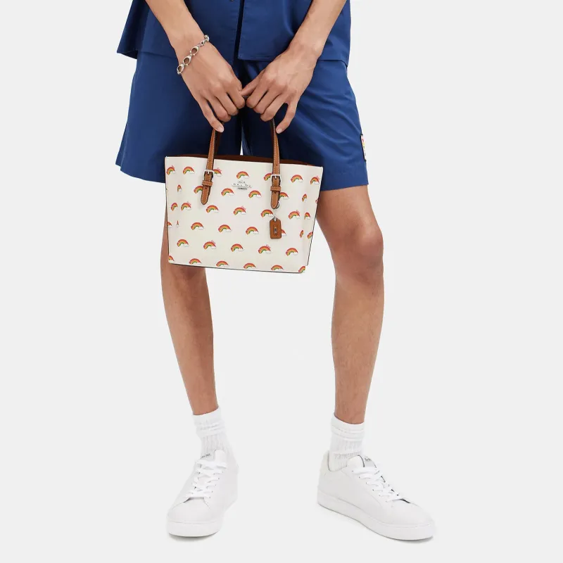 COACH Mollie Canvas With Leather Tote Bag Shopping Bag Handbag Shoulder Bag Crossbody Bag Medium Size Women's White-4
