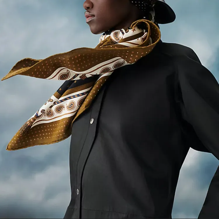 HERMES Shawls Women's Bronze/Black/White-1