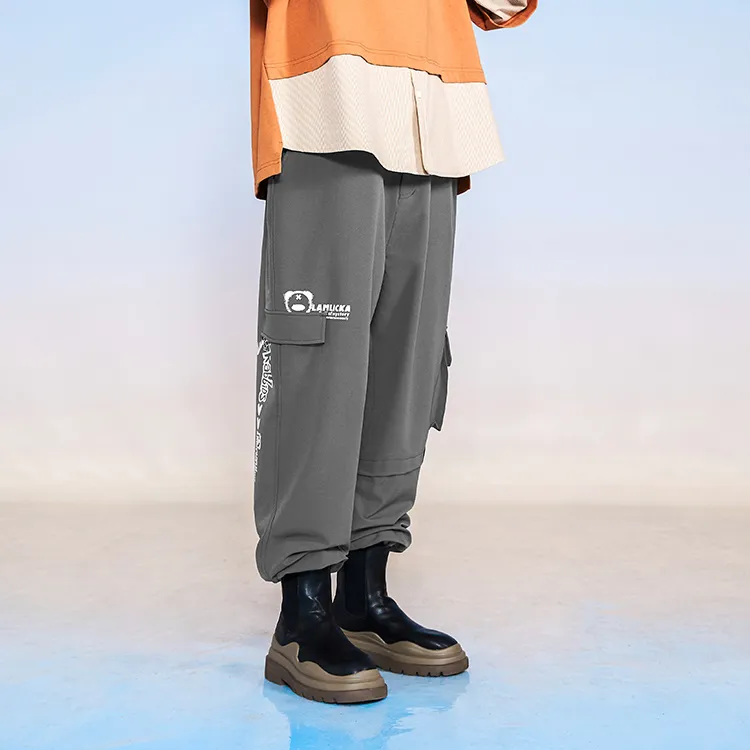 LAMLICKA Cargo Pants Unisex Gray-4