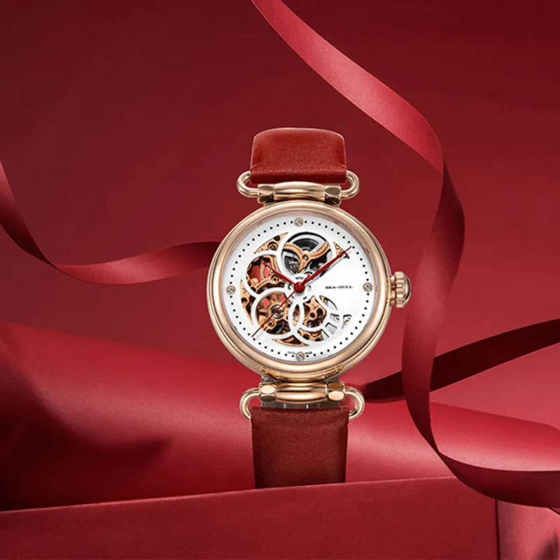 Sea Gull Time Goddess Automatic Mechanical Movement Spun Silk Strap Watch Women's Watch White Dial-3
