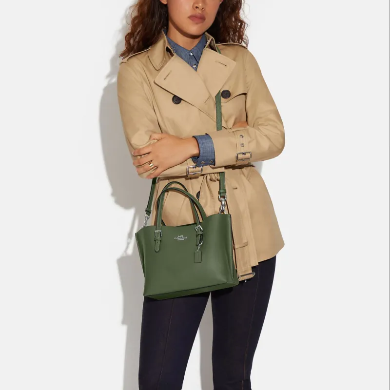 COACH Mollie Leather Tote Bag Shopping Bag Shoulder Bag Crossbody Bag Medium Size Women's Olive Green-3