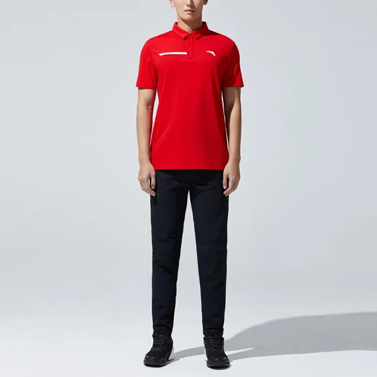 ANTA Variety Training Collection Polo Shirts Men Classic Red-4