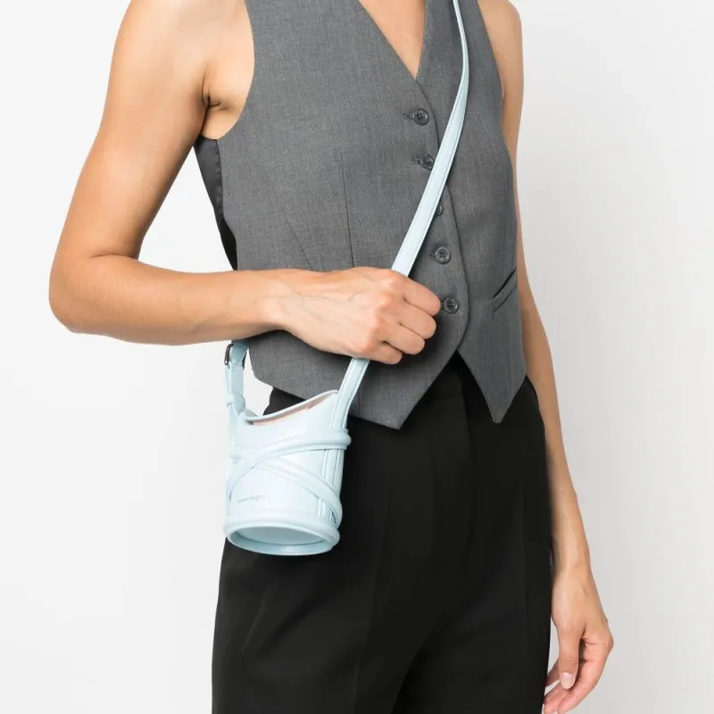 Alexander McQueen The Curve Mini Shoulder Bag Pale Blue-4