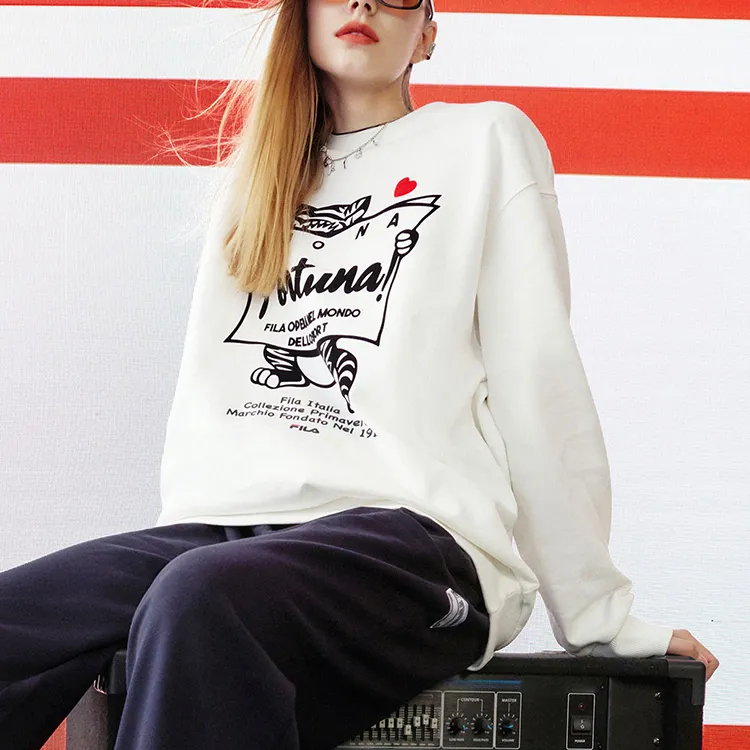 FILA Co branded Year Of The Tiger Collection Sweatshirts Unisex Cloud White-4