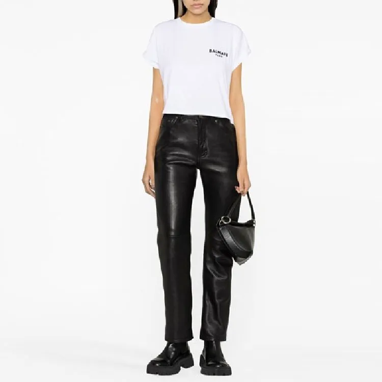 BALMAIN Logo Printed Cropped T-Shirt-1