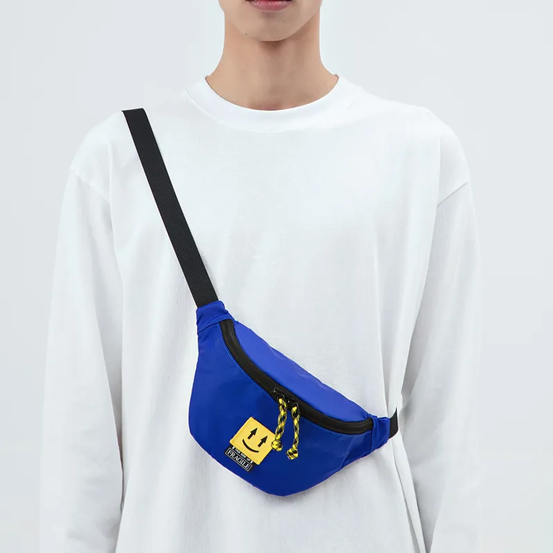 The MAD HATcher Nylon Fabric Shoulder Bags Fanny Pack Small Size Unisex Blue/Gray-2