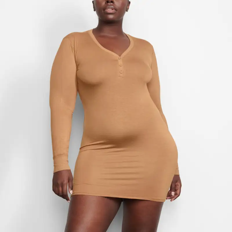 Skims Long-Sleeved Dresses Women's Camel-1