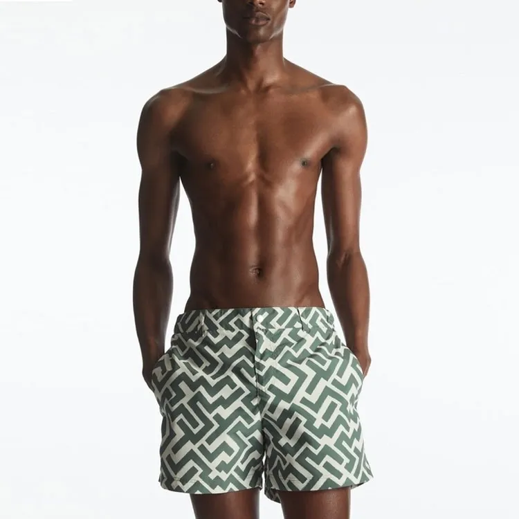 COS Swimming Shorts Men White Green-1