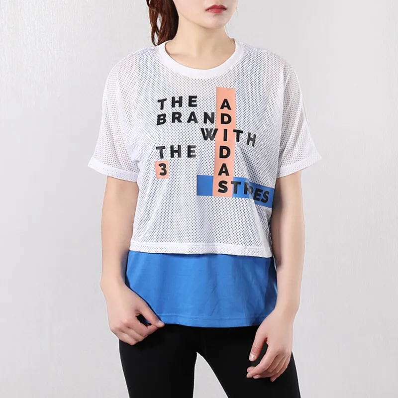 Adidas Neo T Shirts Women's Blue With White Lettering-2