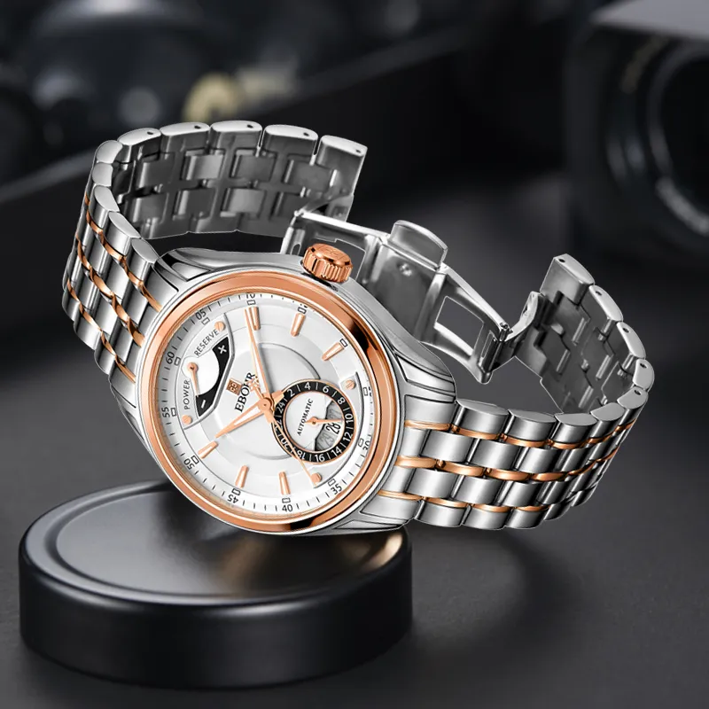 EBOHR Master Collection Automatic Mechanical Movement Stainless Steel Strap Watch Men's Watches Silver Dial-2