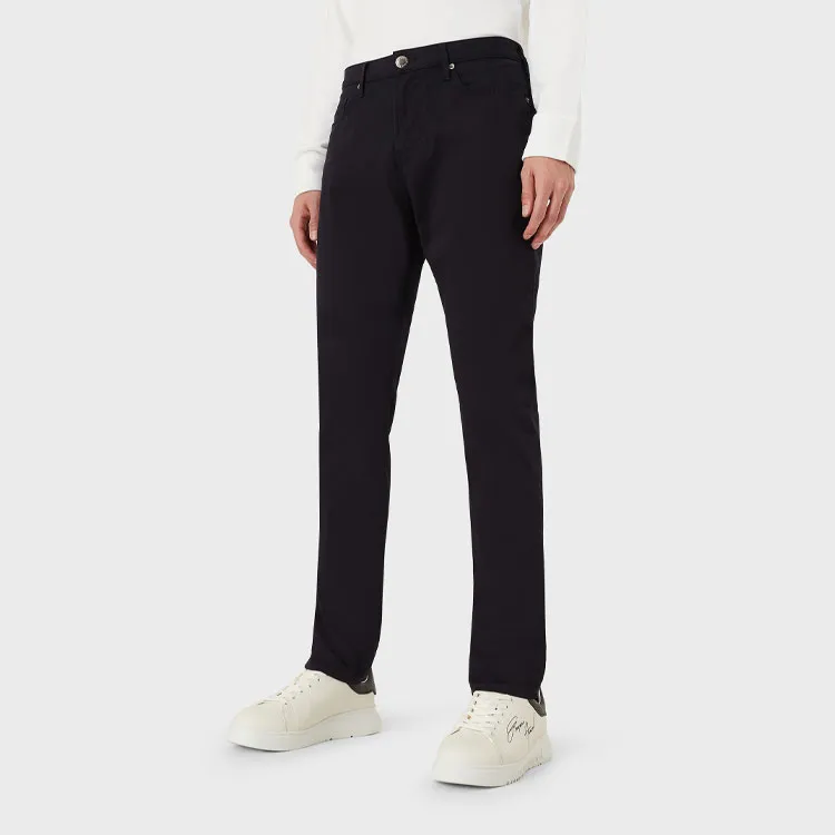 EMPORIO ARMANI Logo Plaque Stretched Denim Jeans-5