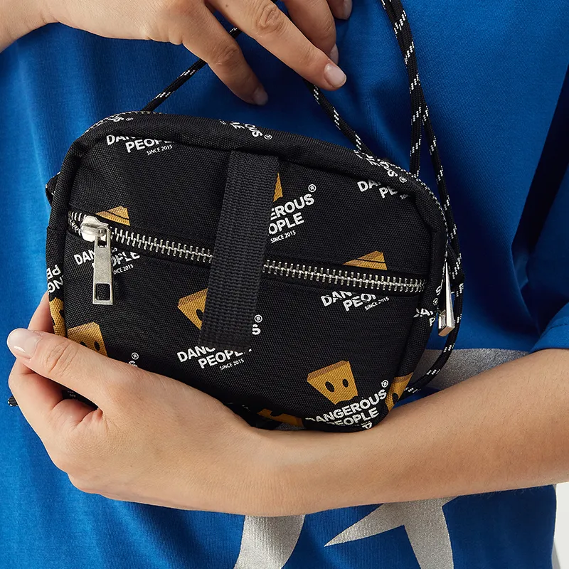 DANGEROUSPEOPLE All Over Print Coin Purse, Crossbody Bag Mini Unisex White/Black-6