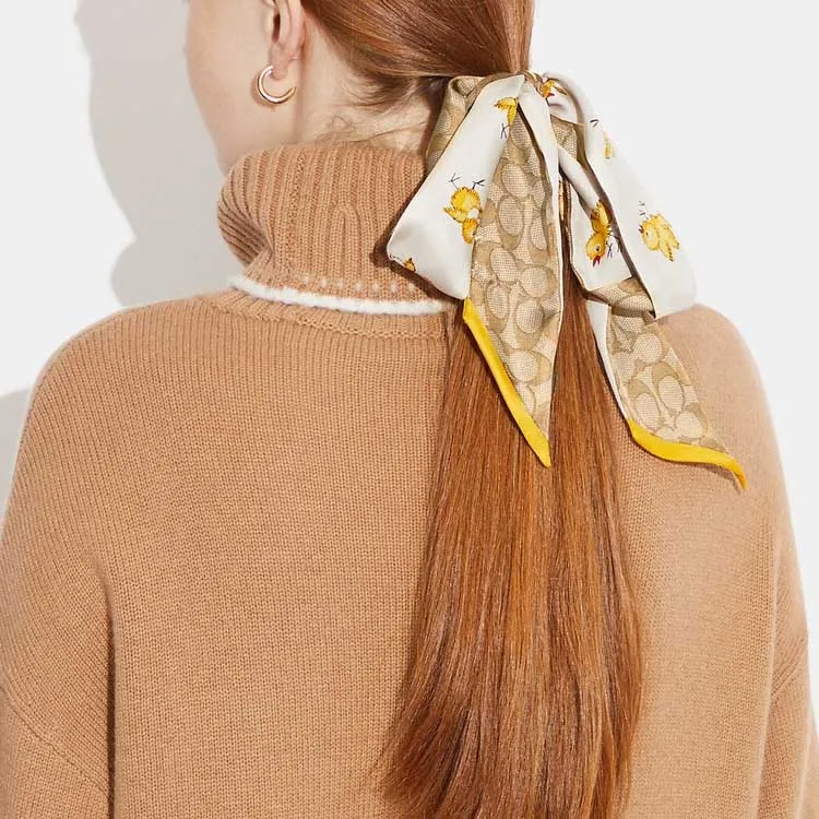 COACH Silk Scarves Women's Light Brown-1